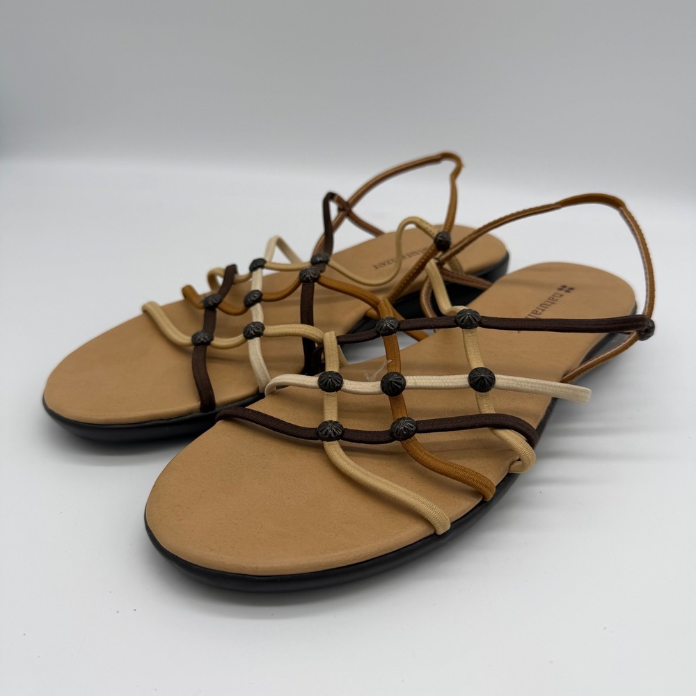 Naturalizer Womens 6.5M Brown Tan‎ Strappy Slingback Flat Sandals 780P27
